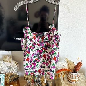 Saloni Floral Print Camisole Top in Pink and Red